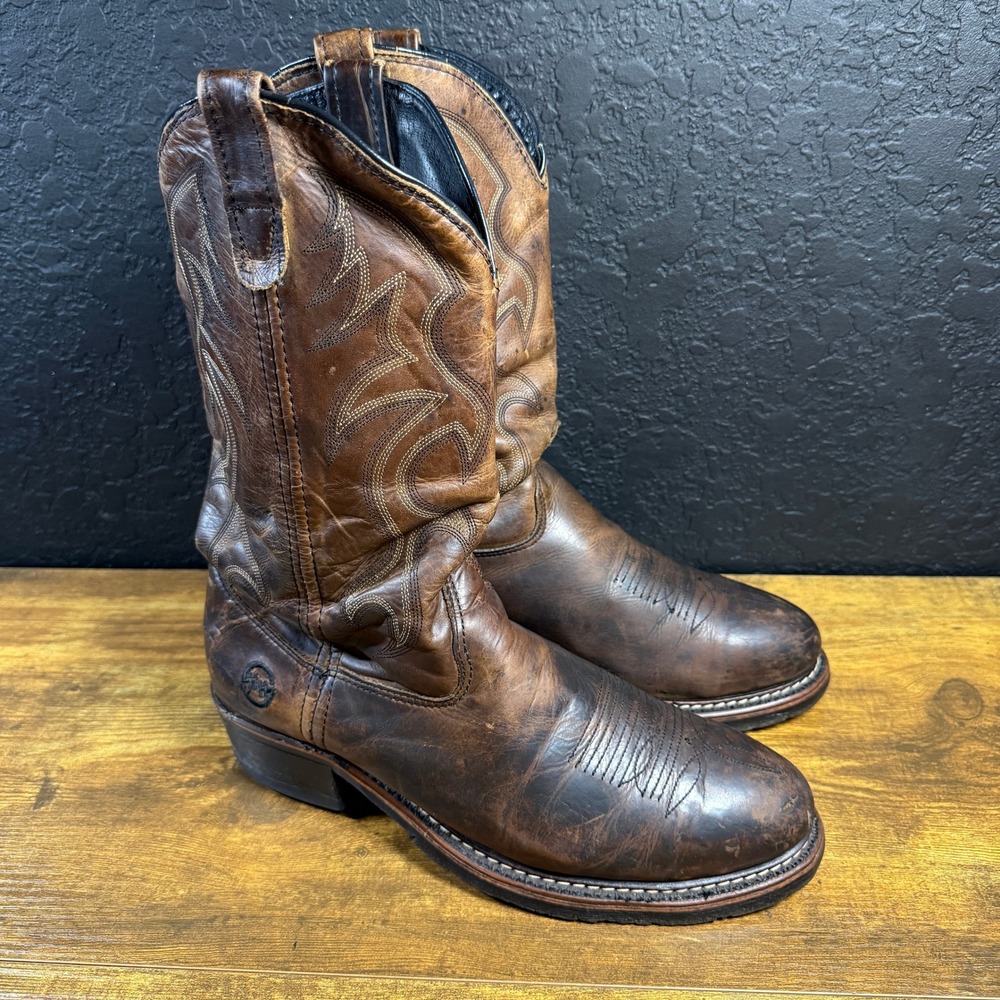 Double H DH1599 Dylan Brown Leather Cowboy Work Boots Mens 9.5 D Made in USA